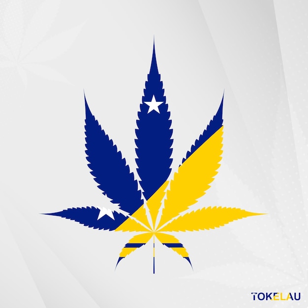 Flag of Tokelau in Marijuana leaf shape The concept of legalization Cannabis in Tokelau