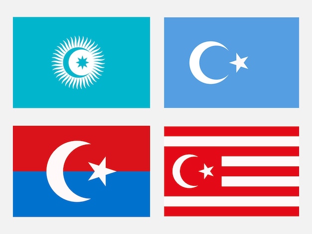 flag of the turkish union and old turkestan flags