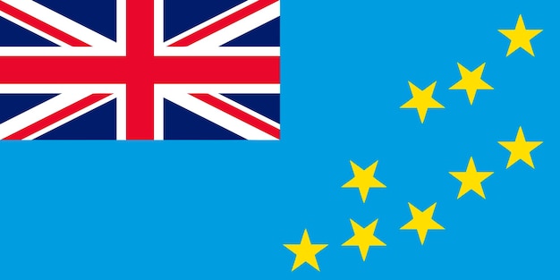 Флаг Тувалу, национальный флаг и патриотический символ островов Эллис. Официальные цвета. Плоская векторная иллюстрация.