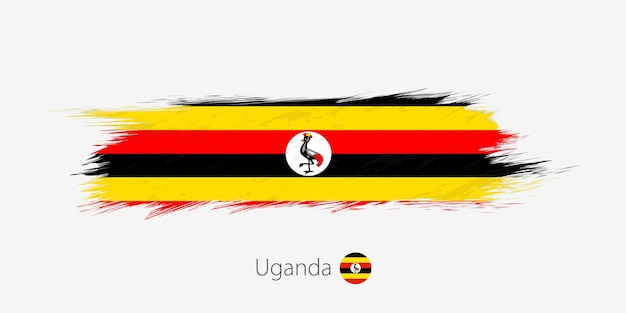 Flag of Uganda grunge abstract brush stroke on gray background