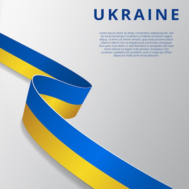 Flag of ukraine 24th of august vector illustration wavy ribbon on gray background independence day national symbol eps10