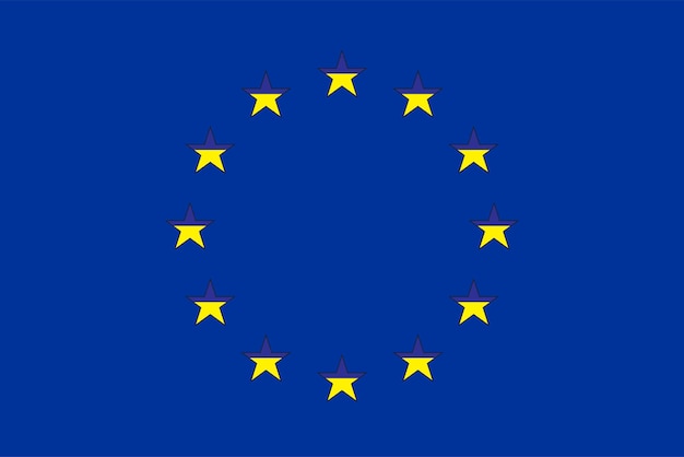 ウクライナの国旗 - ヨーロッパ連合の国旗を背景にウクライナとEUの概念イラスト