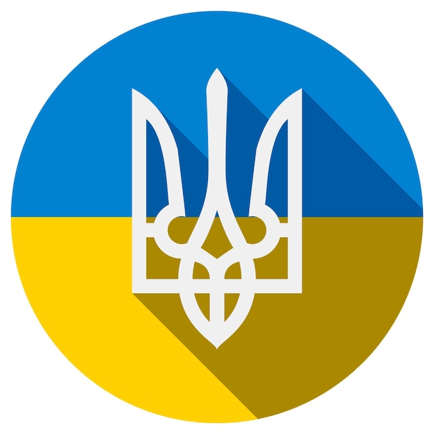 Vector flag of ukraine circle icon with trident