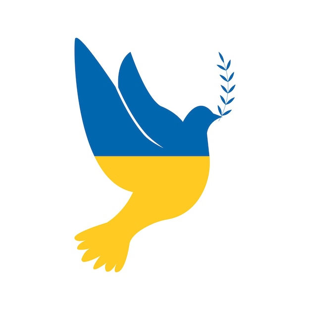 평화의 비둘기의 형태로 우크라이나의 국기 우크라이나 벡터 일러스트 레이 션 디자인 및 웹에 대 한 흰색 배경에 고립 된 평화의 개념