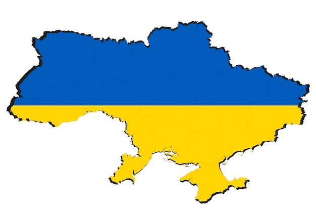 Flag of Ukraine in the form of a map Ukraine The concept of the national flag and map White background Vector illustration