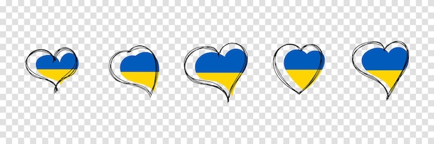 Flag of Ukraine in heart shape Ukrainian national symbol Vector illustration