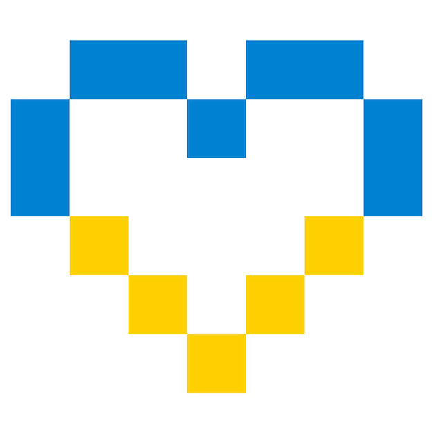 Cuore del pixel della bandiera dell'ucraina