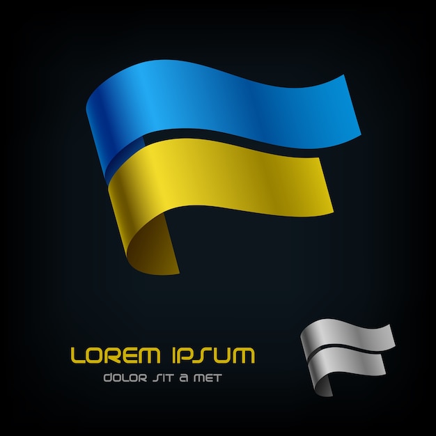 Flag of ukraine, ribbon logo.