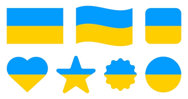 Flag of Ukraine Set of Ukraine flag Vector illustration