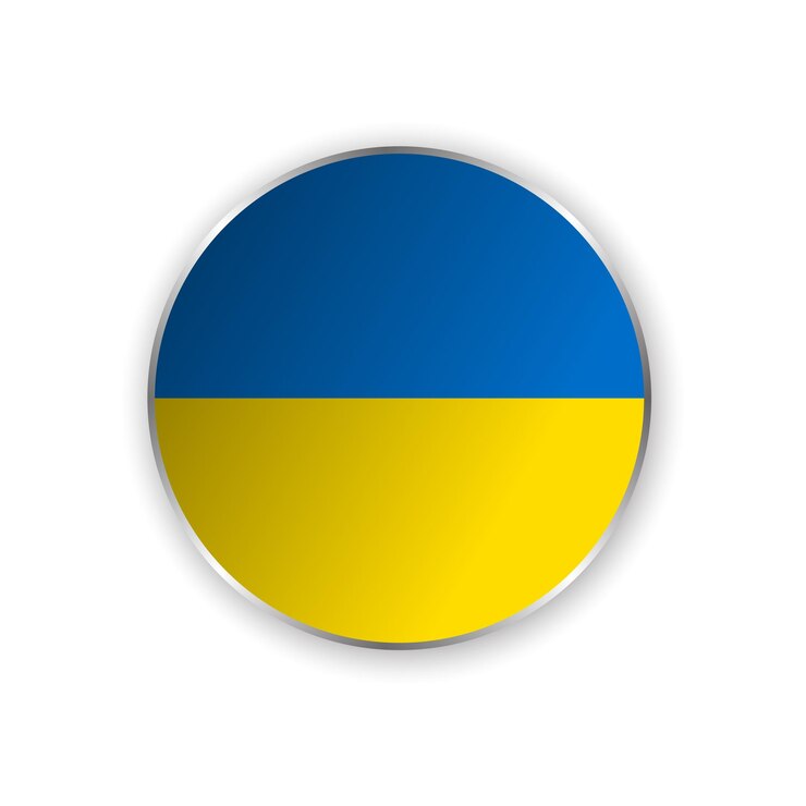 Флаг Украины в форме круга Национальный украинский флаг Круглая кнопка Векторная иллюстрация Изолированная икона