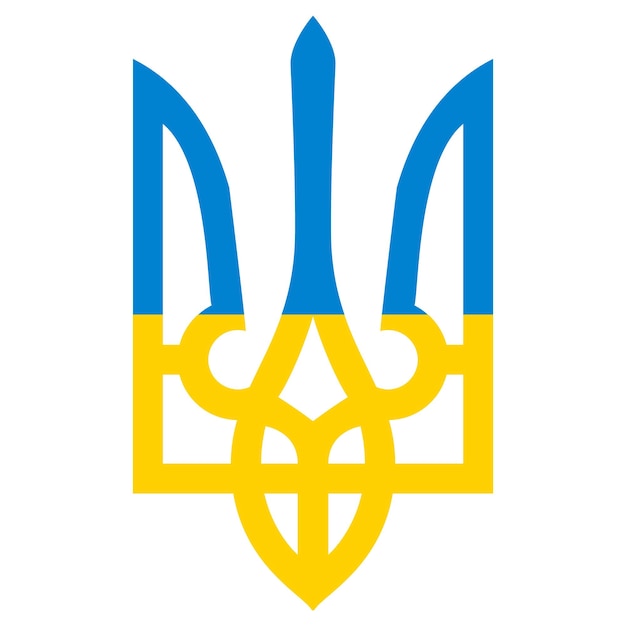 Vector flag of ukraine yellow blue trident