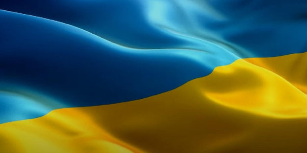 Flag of UkraineRealistic flag of Ukraine waving in the windFabric flowing flag of UkraineVector