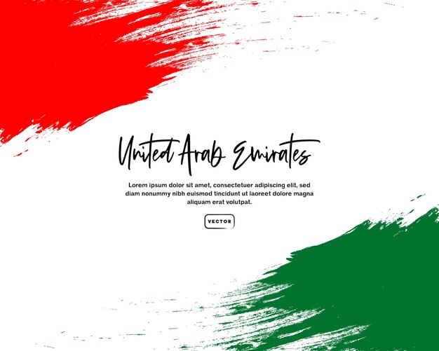 Vector flag of the united arab emirates with brush stroke effect and text