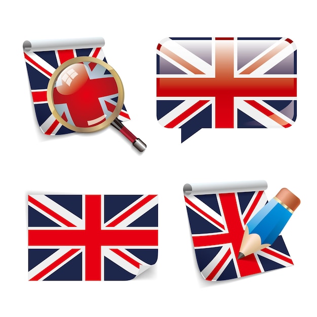 Flag of United Kingdom set,solated on white background.