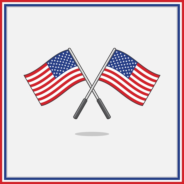 Flag of united states cartoon vector illustration united states flag flat icon outline