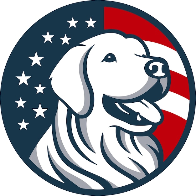 Vettore bandiera degli stati uniti logo del cane e design dell'icona