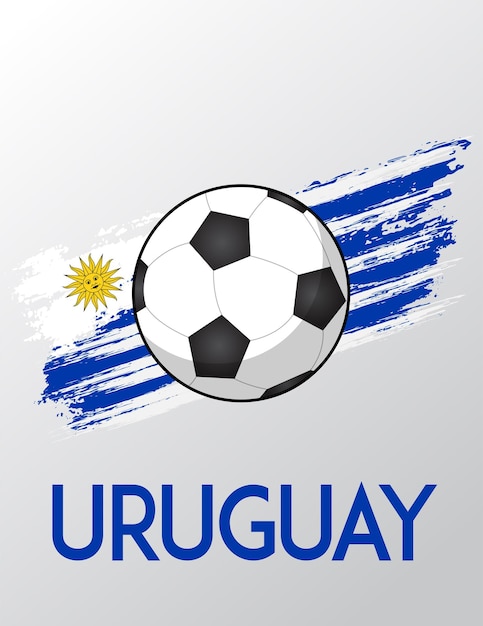 Flag of Uruguay with soccer ball as a background
