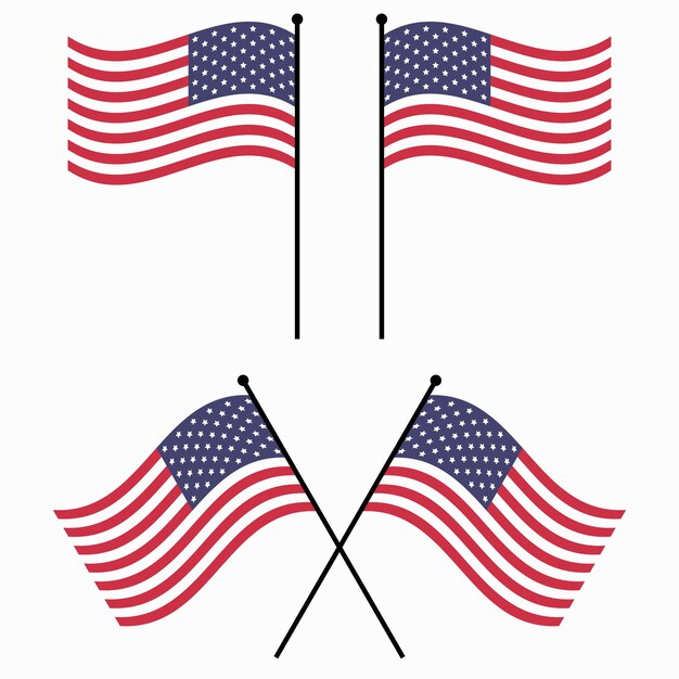 flag usa american flags flag usa waving set vector
