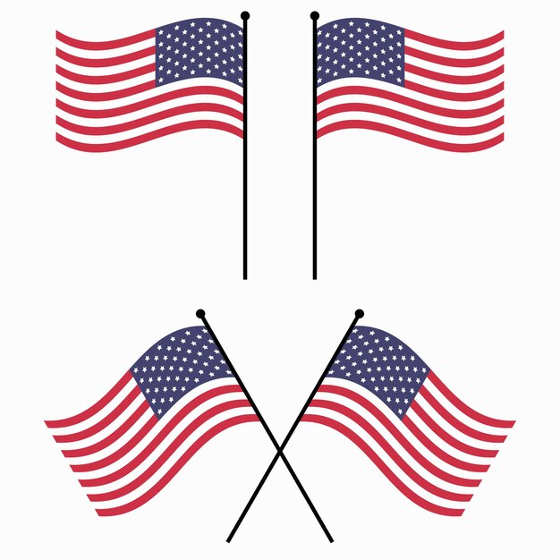 Vector flag usa american flags flag usa waving set vector