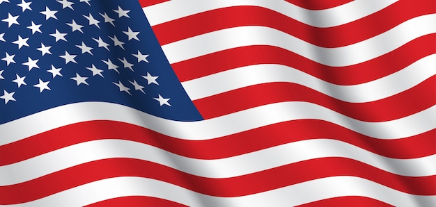 Vector flag of usa. united states of america waving flag background.