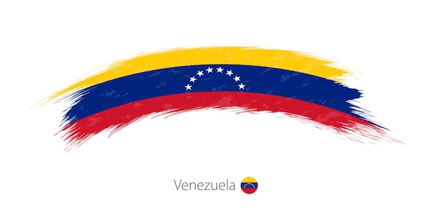 Flag of Venezuela in rounded grunge brush stroke. Vector illustration.