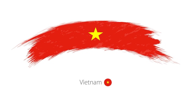 Flag of Vietnam in rounded grunge brush stroke. Vector illustration.