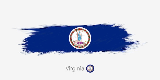 Flag of Virginia US State grunge abstract brush stroke on gray background