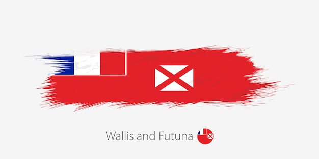 Flag of Wallis and Futuna grunge abstract brush stroke on gray background