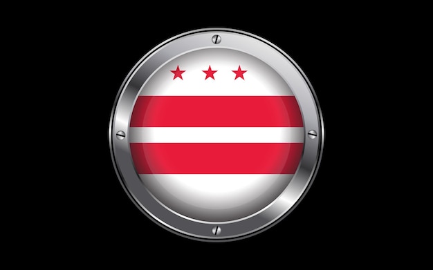 Flag of Washington DC  United States 3d badge vector image