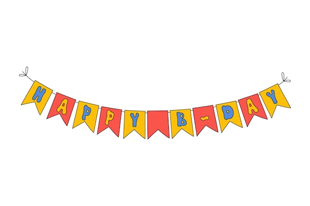 Flag with lettering Happy Birthday. Bunting for party, birthday, carnival and event. Vector illustra