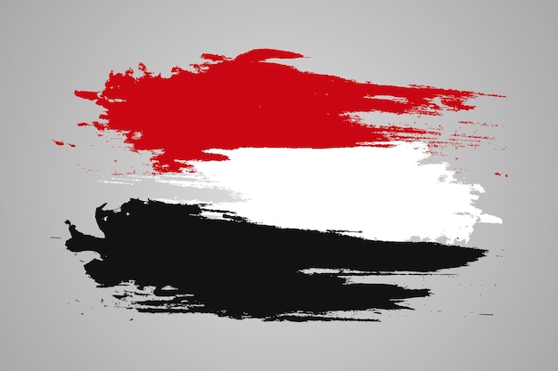 Flag of Yemen. in grunge effect and watercolor style.