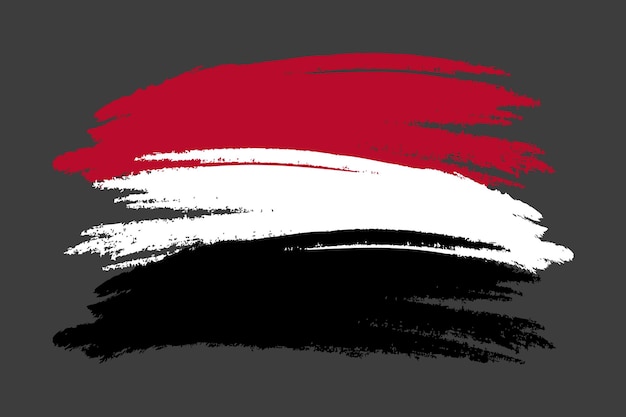 Flag of Yemen. in grunge effect and watercolor style.