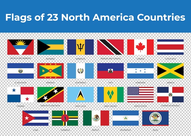 12の北米諸国の国旗