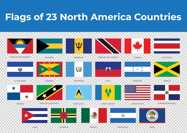 Flags of 12 North America Countries