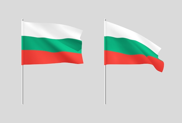 Flags Bulgarian Set of national realistic flags Bulgaria