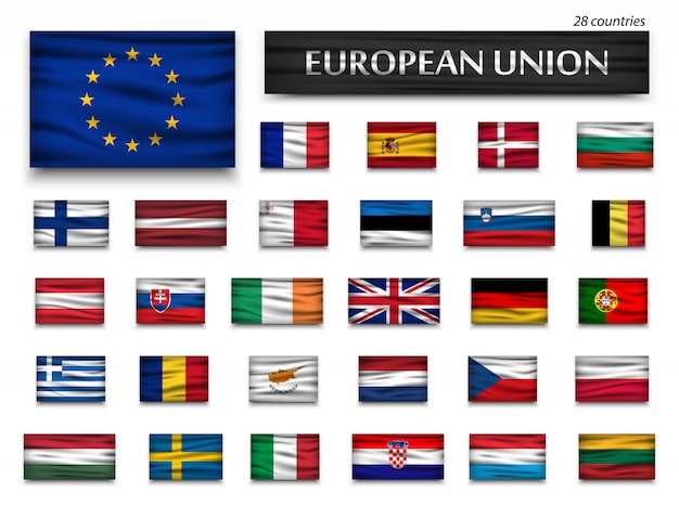 Bandiere dell'unione europea e membri