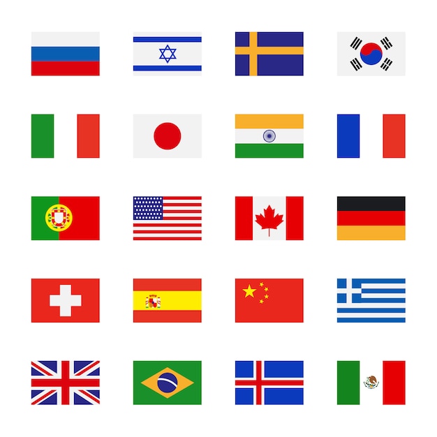 Flags flat icons