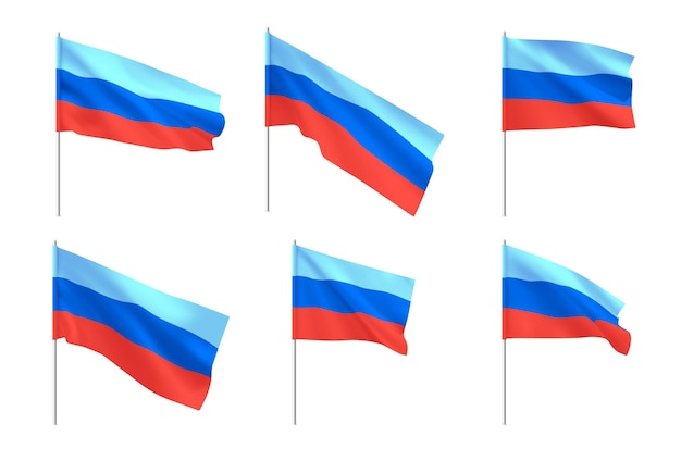 Flags Lugansk People Republic Set of national realistic flags Lugansk People Republic Vector