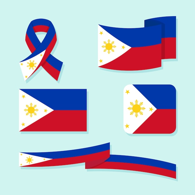 Vector flags and national emblems of  philippine map