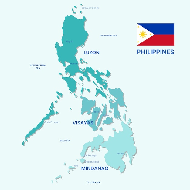 Vettore bandiere ed emblemi nazionali della mappa filippina
