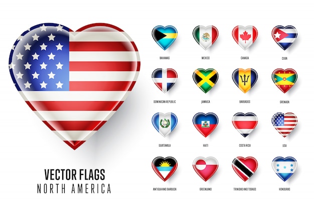 Vector flags of north america countries