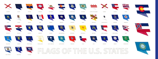 Vector flags of the us states sorted alphabetical in modern design all flags of the usa states