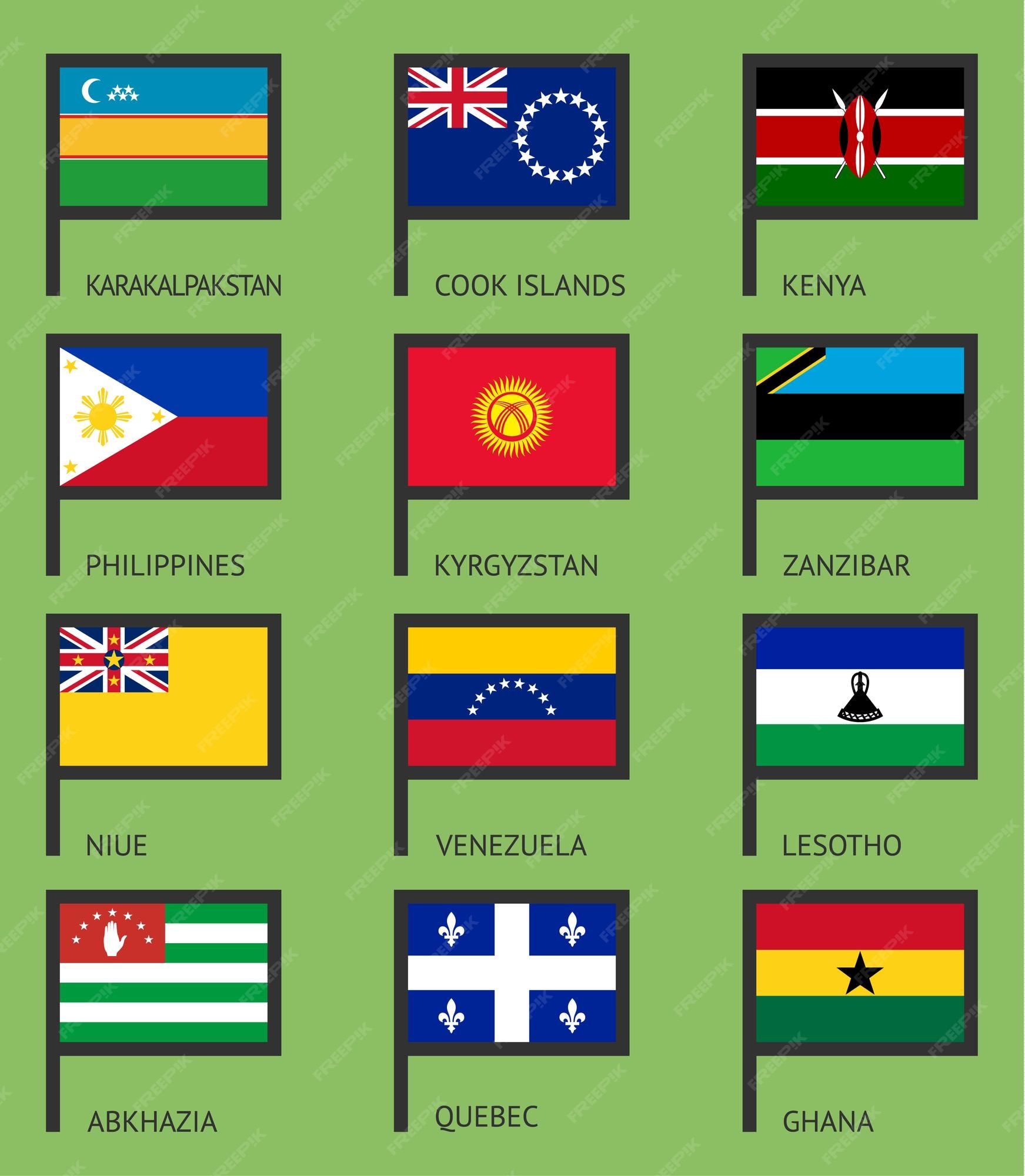 Premium Vector  Set of flags of different regions countries in flat style