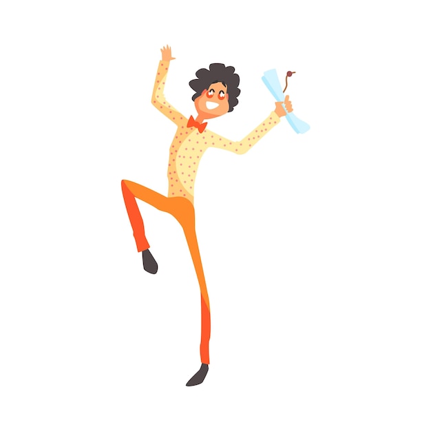 Vector flamboyant knowitall guy character with a diploma