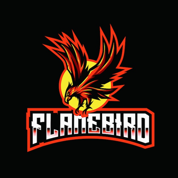 Вектор Шаблон логотипа киберспорта flame bird