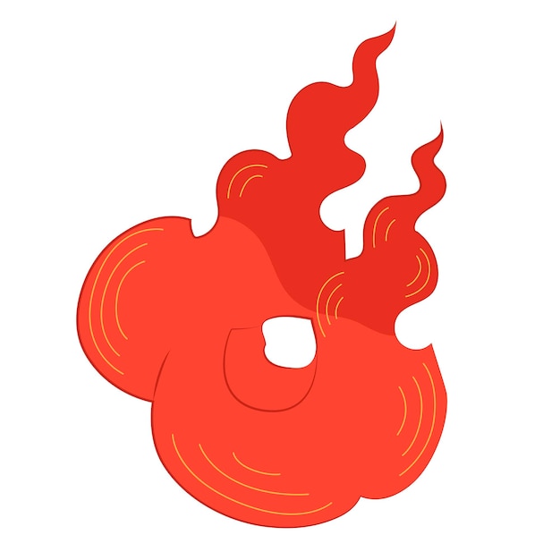 Fiamma in stile cinese religione tradizionale asiatica buddismo brucia fuoco o elemento fiamma