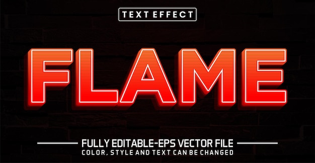 Vector flame editable text style effect