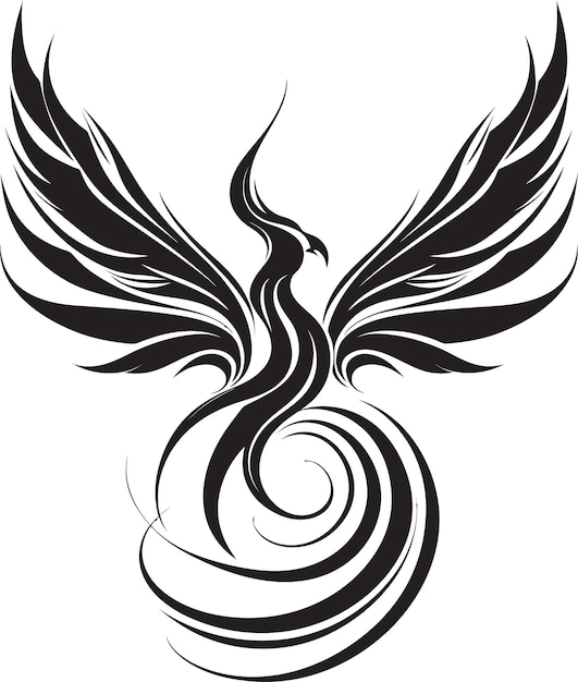 Vettore flame feather phoenix vector emblem inferno rise symbol emblematico nero
