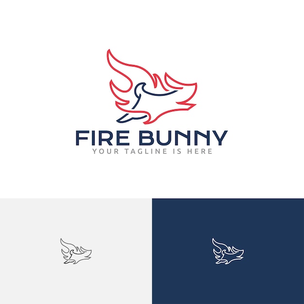 Flame Fire Bunny Rabbit Animal Run Line Logo