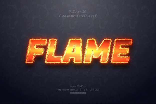 Vector flame fire editable text effect font style